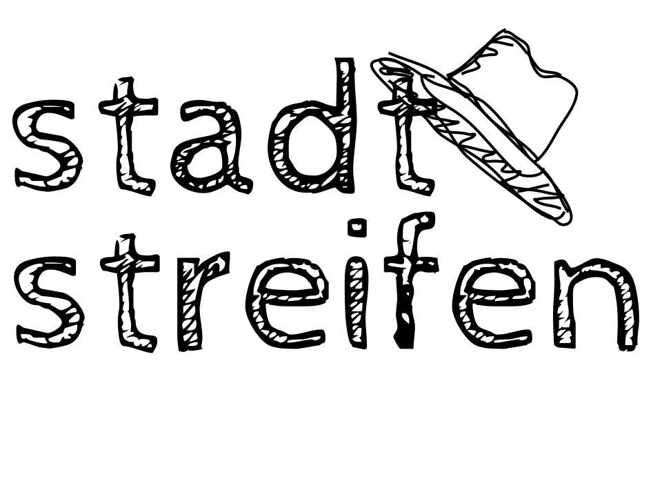 Logo von stadtstreifen. Text: stadtstreifen. Daneben ist ein Hut.