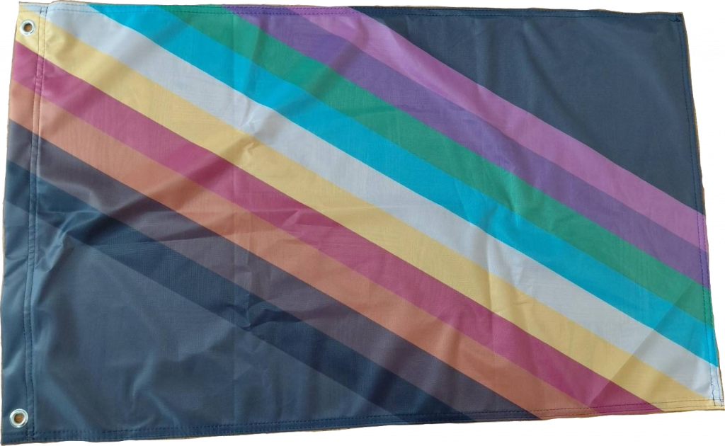 Das Foto zeigt eine CIMND* Pride Fahne.